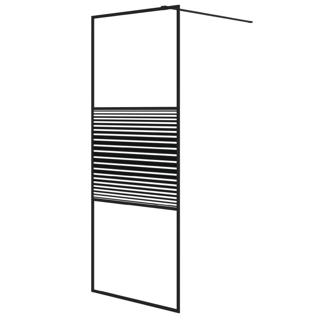 vidaXL Duschwand für Begehbare Dusche Schwarz 80x195 cm ESG-Glas Klar