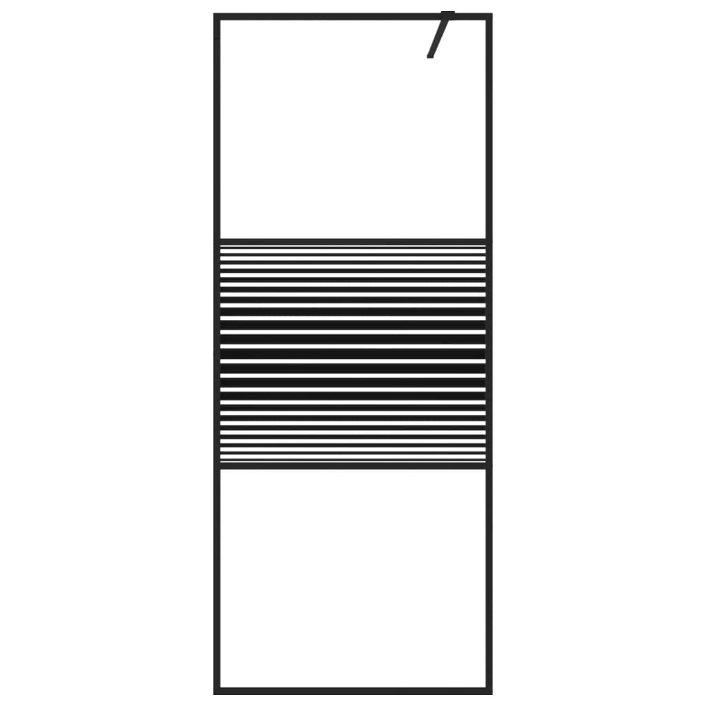 vidaXL Duschwand für Begehbare Dusche Schwarz 80x195 cm ESG-Glas Klar