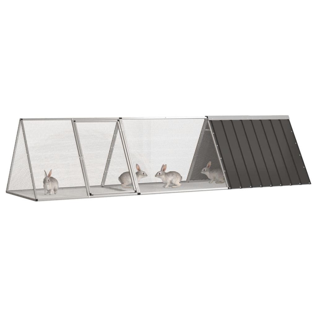 vidaXL Kaninchenkäfig Anthrazit 302,5x80,5x71 cm Verzinkter Stahl