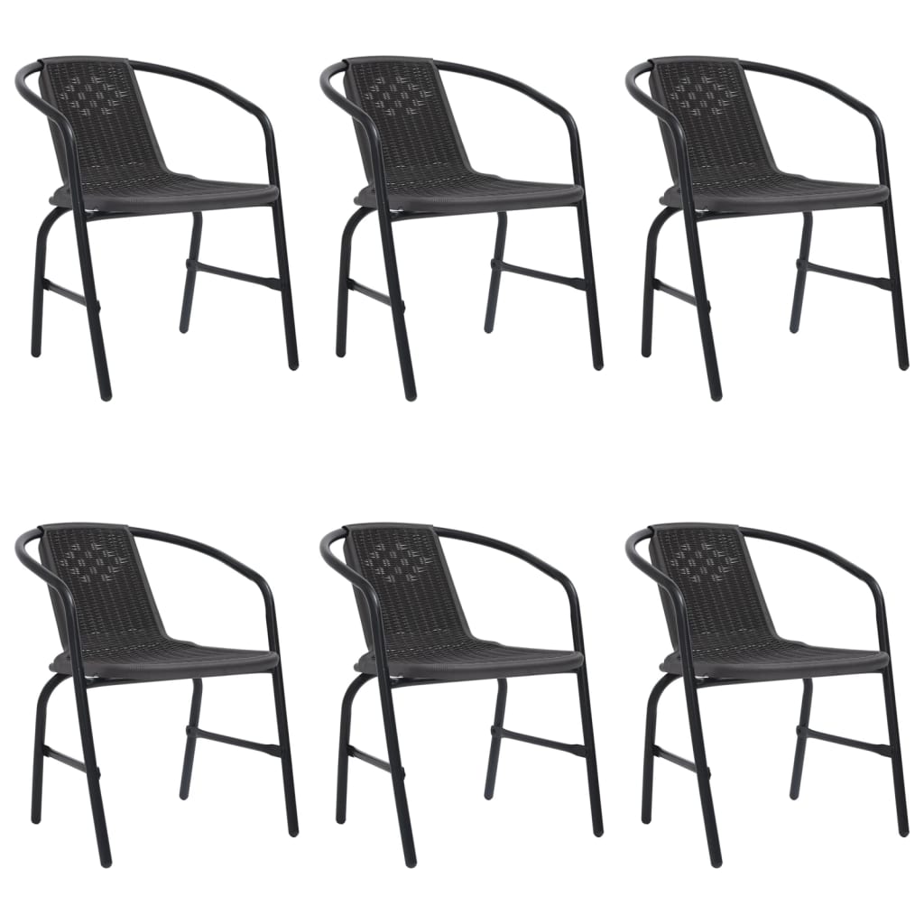 vidaXL Gartenstühle 6 Stk. Rattan-Optik Kunststoff und Stahl 110 kg