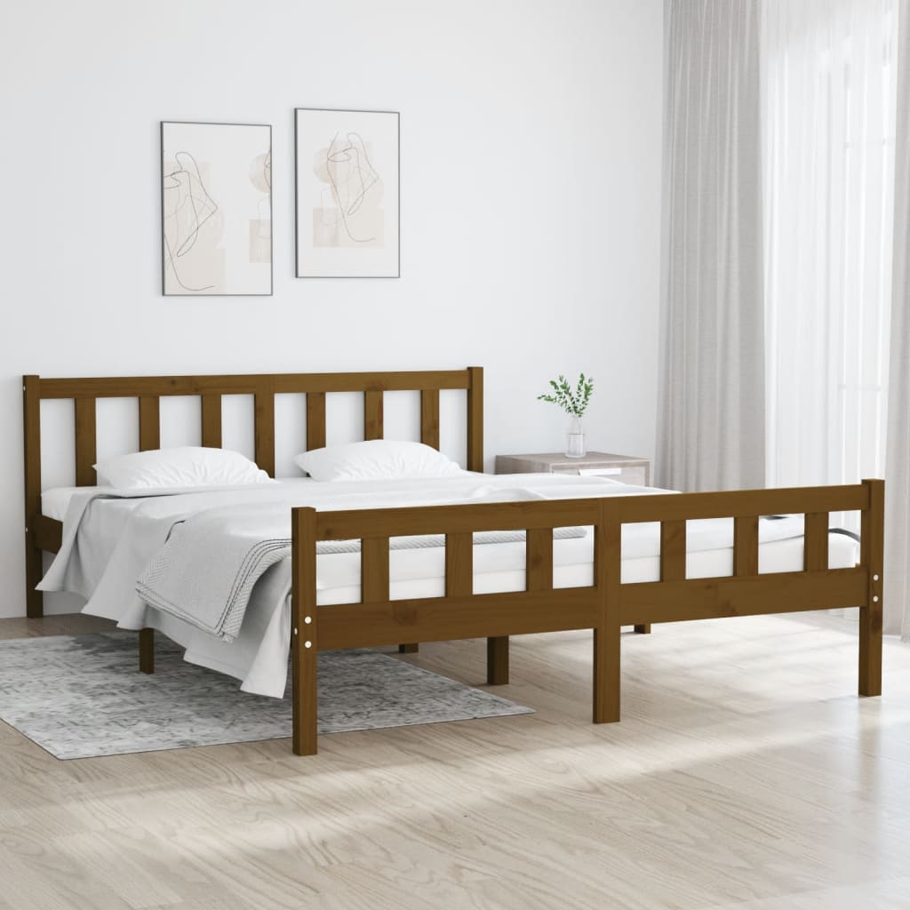 vidaXL Massivholzbett Honigbraun 120x200 cm