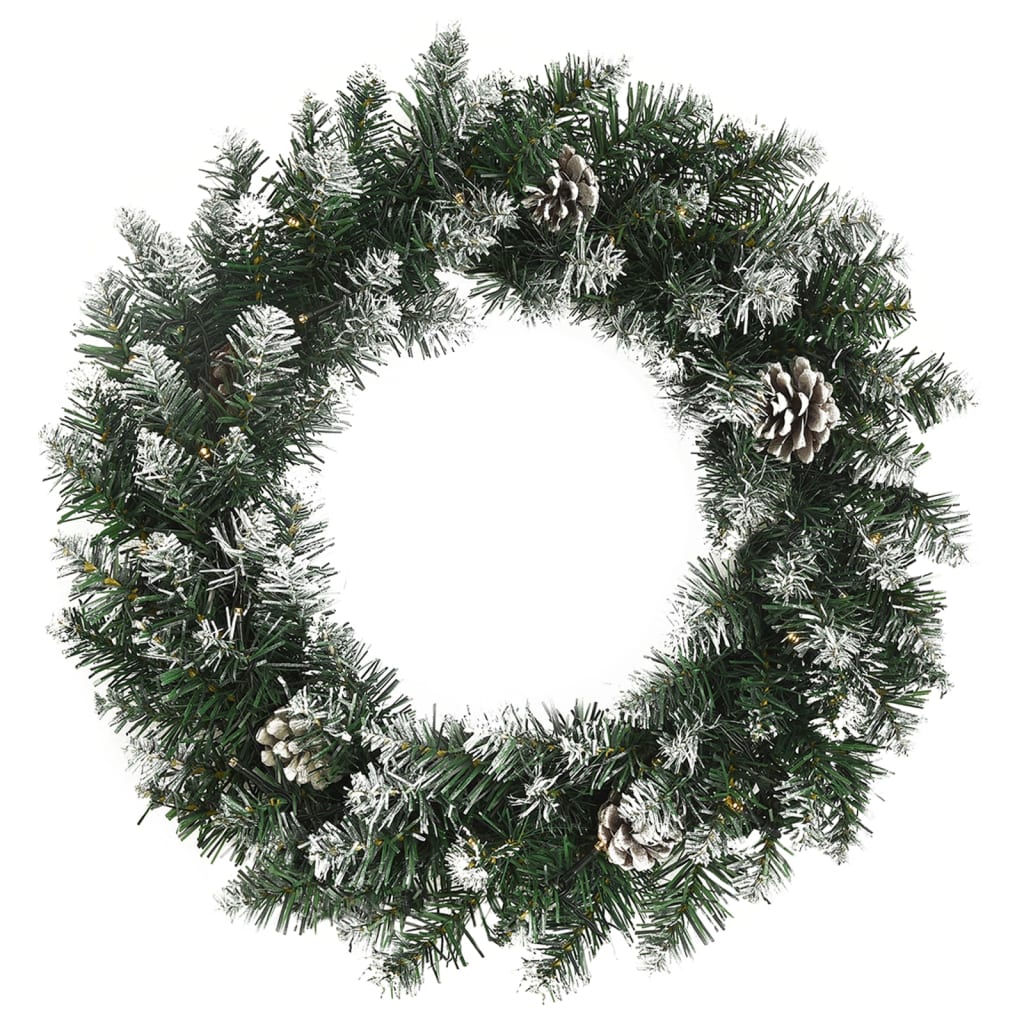 vidaXL Weihnachtskranz mit LED-Leuchten Grün 45 cm PVC