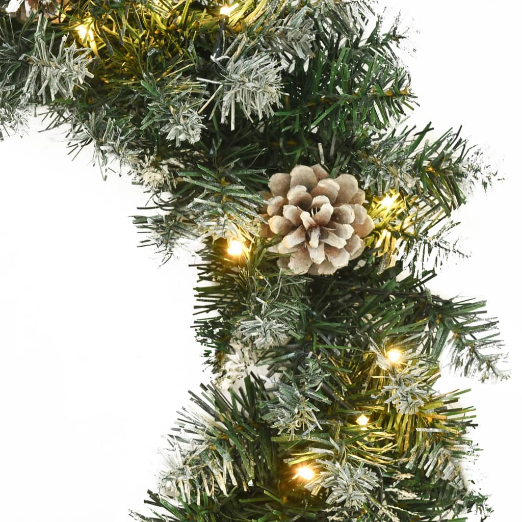 vidaXL Weihnachtskranz mit LED-Leuchten Grün 45 cm PVC