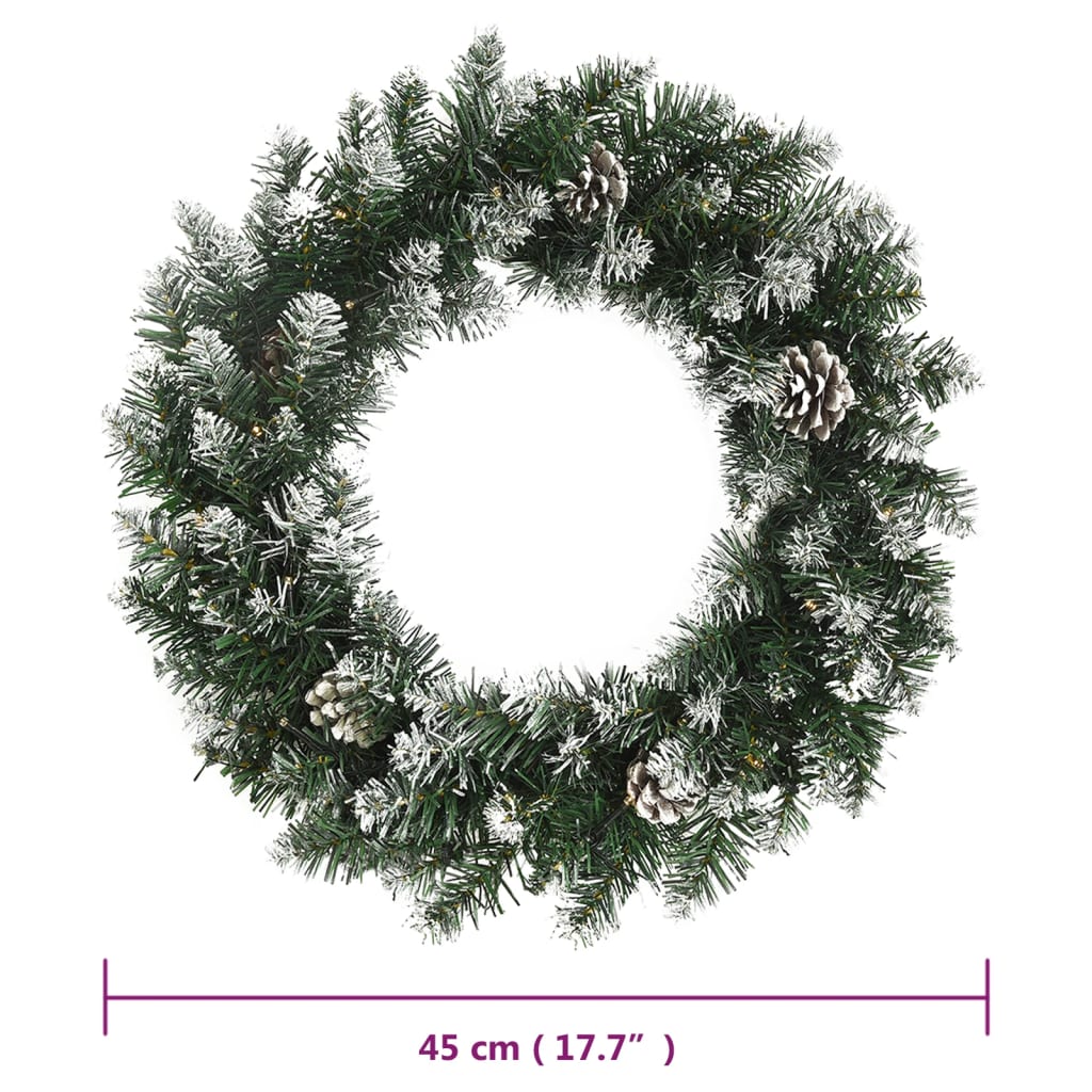 vidaXL Weihnachtskranz mit LED-Leuchten Grün 45 cm PVC