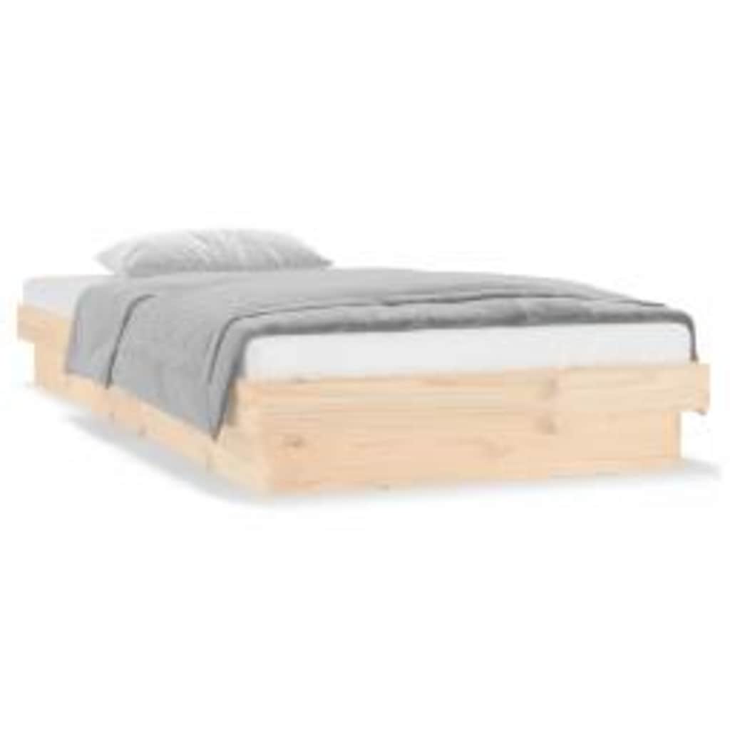 vidaXL Massivholzbett mit LED-Beleuchtung 100x200 cm