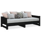 vidaXL Ausziehbares Tagesbett Schwarz Massivholz Kiefer 2x(90x200) cm