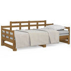 vidaXL Tagesbett Ausziehbar Honigbraun Massivholz Kiefer 2x(90x190) cm