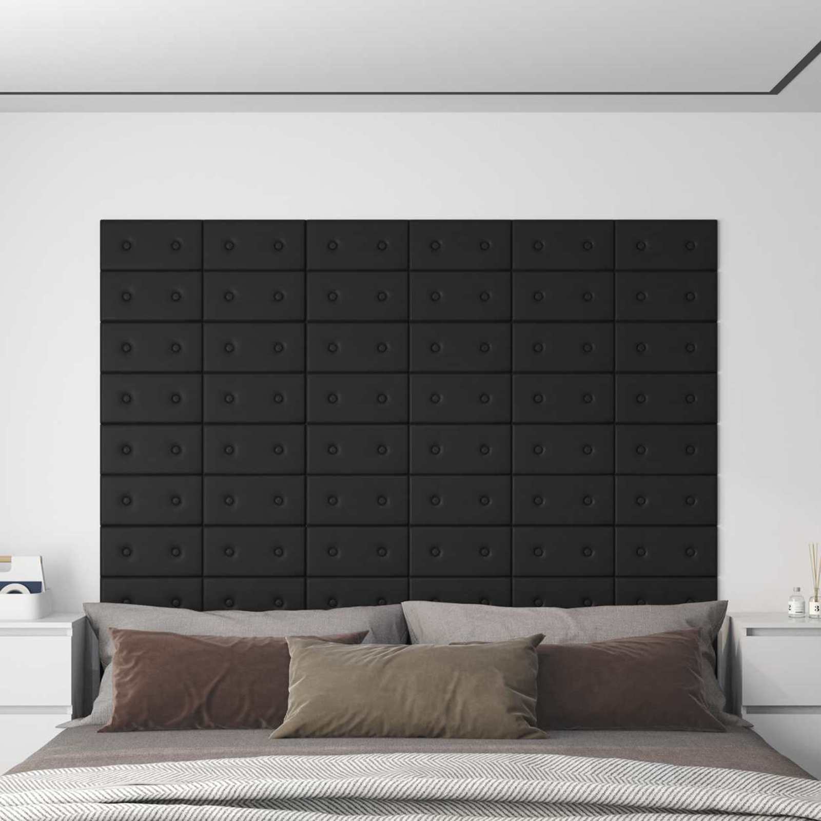 vidaXL Wandkopfteilen 12 pcs Schwarz 30 x 15 cm Kunstleder