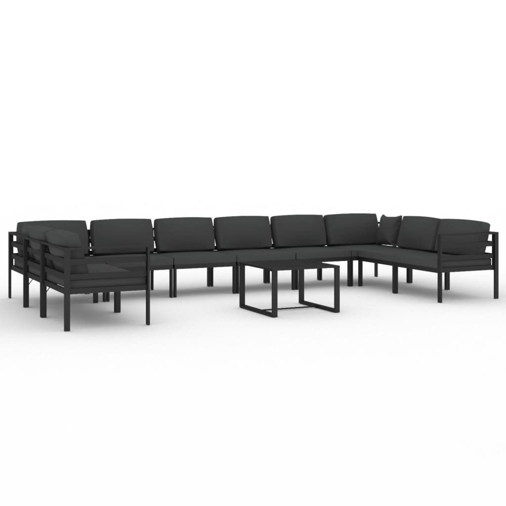 vidaXL 11-tlg. Garten-Lounge-Set mit Kissen Aluminium Anthrazit