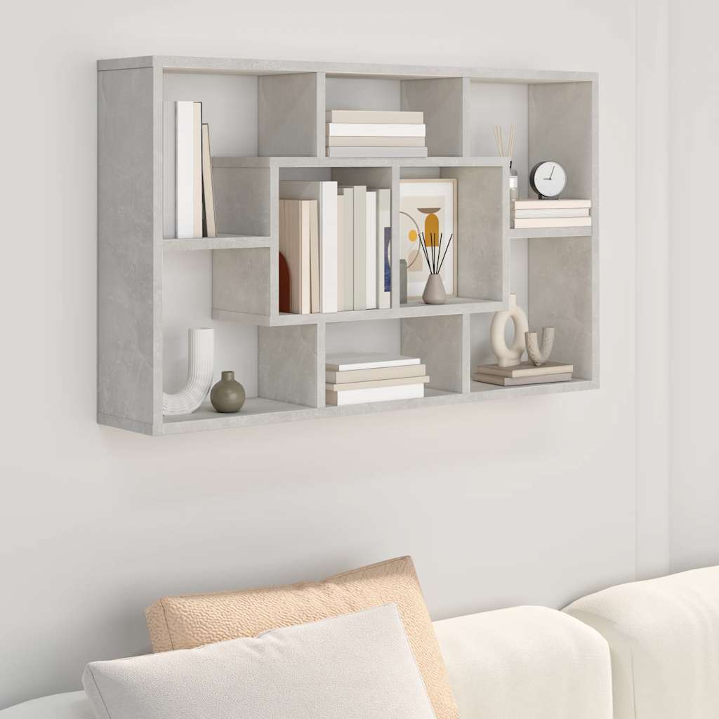 vidaXL Wandregal Betongrau 85x16x52,5 cm Holzwerkstoff