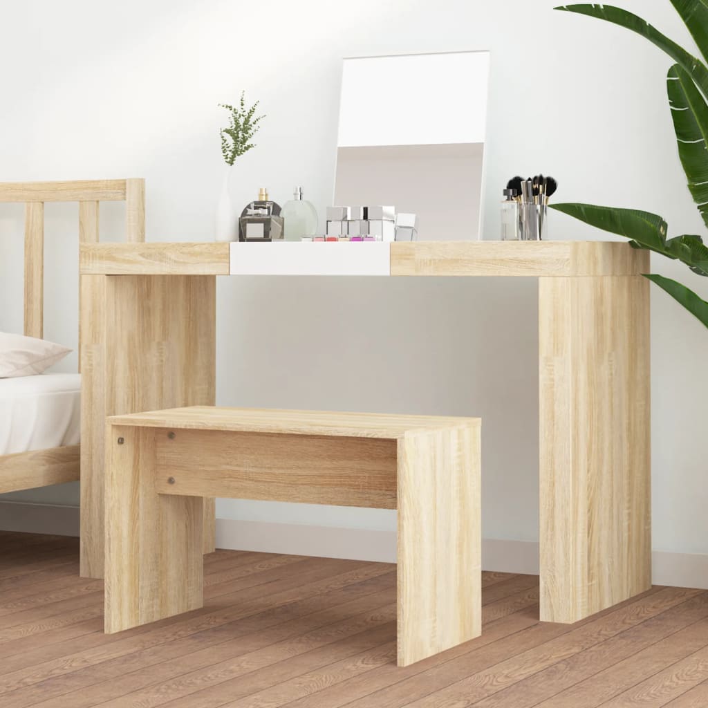 vidaXL Schminkhocker Sonoma-Eiche 70x35x45 cm Holzwerkstoff