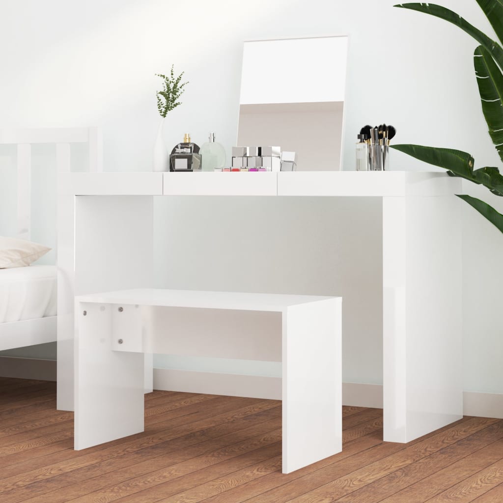 vidaXL Schminkhocker Hochglanz-Weiß 70x35x45 cm Holzwerkstoff