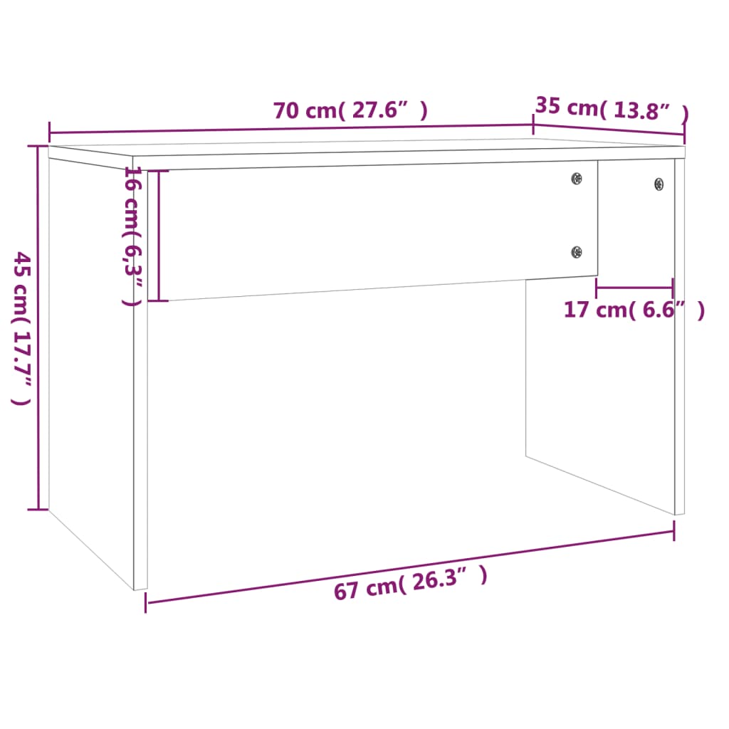 vidaXL Schminkhocker Hochglanz-Weiß 70x35x45 cm Holzwerkstoff