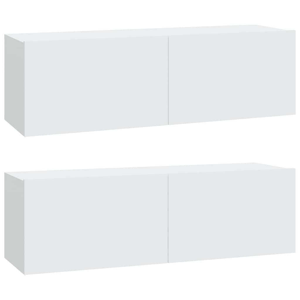 vidaXL TV-Wandschränke 2 Stk. Weiß 100x30x30 cm Holzwerkstoff