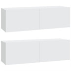 vidaXL TV-Wandschränke 2 Stk. Weiß 100x30x30 cm Holzwerkstoff