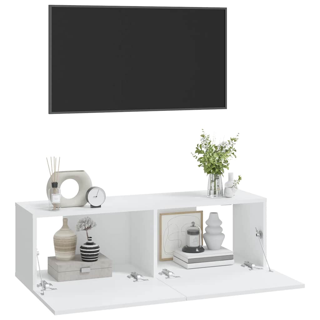 vidaXL TV-Wandschränke 2 Stk. Weiß 100x30x30 cm Holzwerkstoff