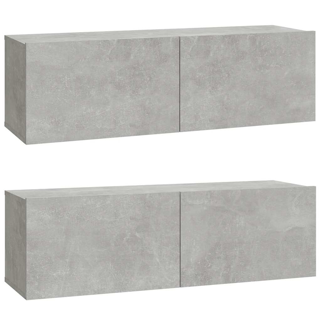 vidaXL TV-Wandschränke 2 Stk. Betongrau 100x30x30 cm Holzwerkstoff