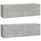 vidaXL TV-Wandschränke 2 Stk. Betongrau 100x30x30 cm Holzwerkstoff
