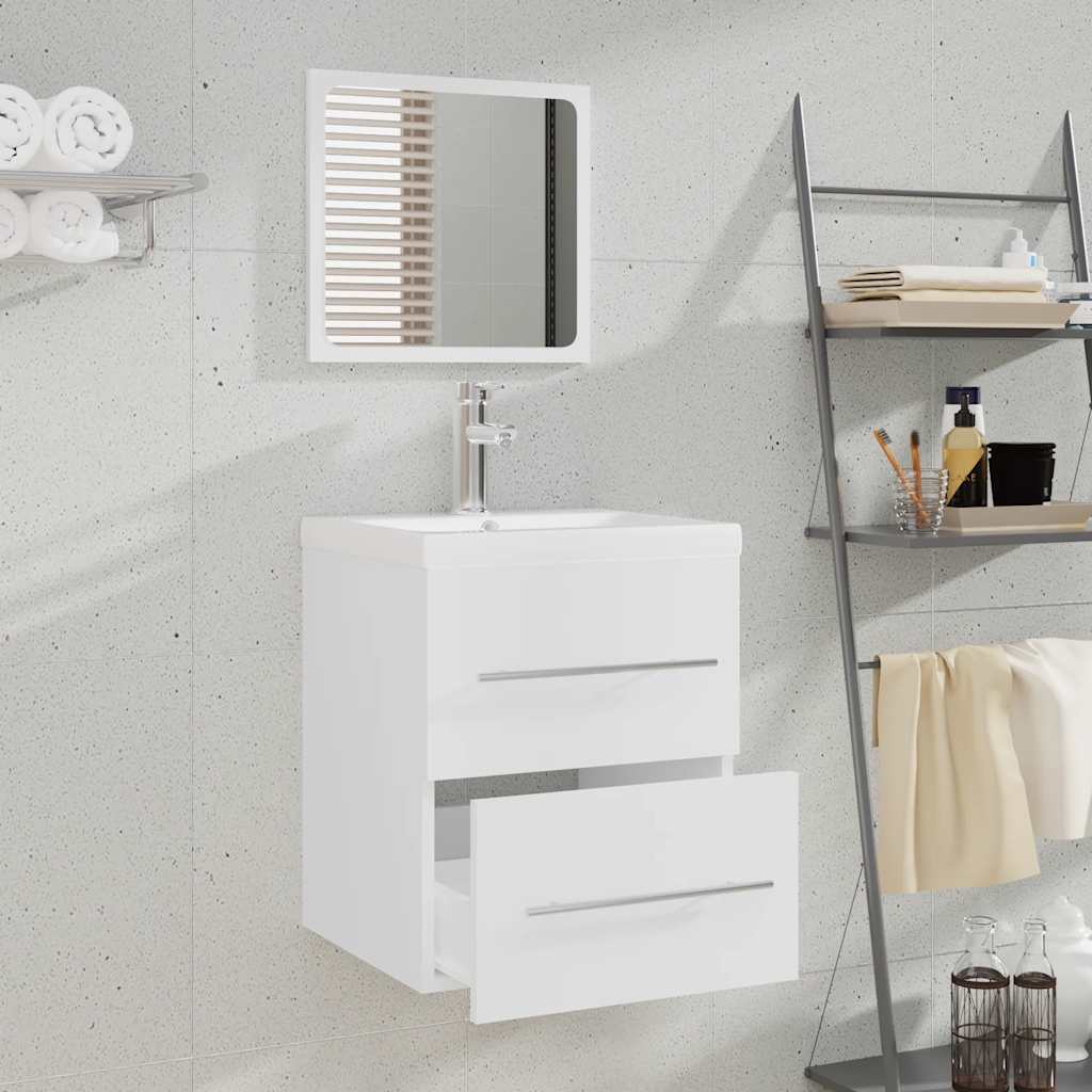 vidaXL Badschrank mit Spiegel Weiß 41x38,5x48 cm