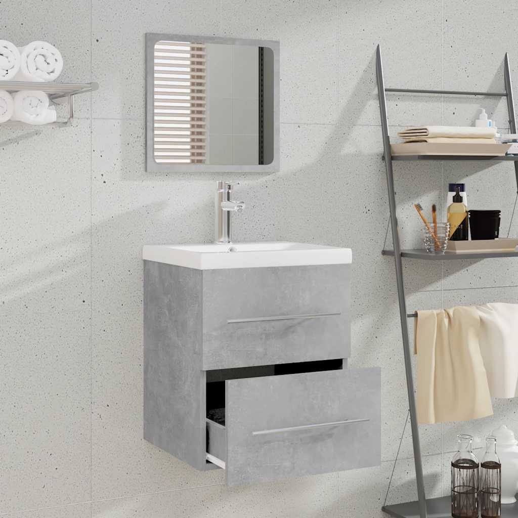 vidaXL Badschrank mit Spiegel Betongrau 41x38,5x48 cm