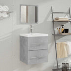 vidaXL Badschrank mit Spiegel Betongrau 41x38,5x48 cm