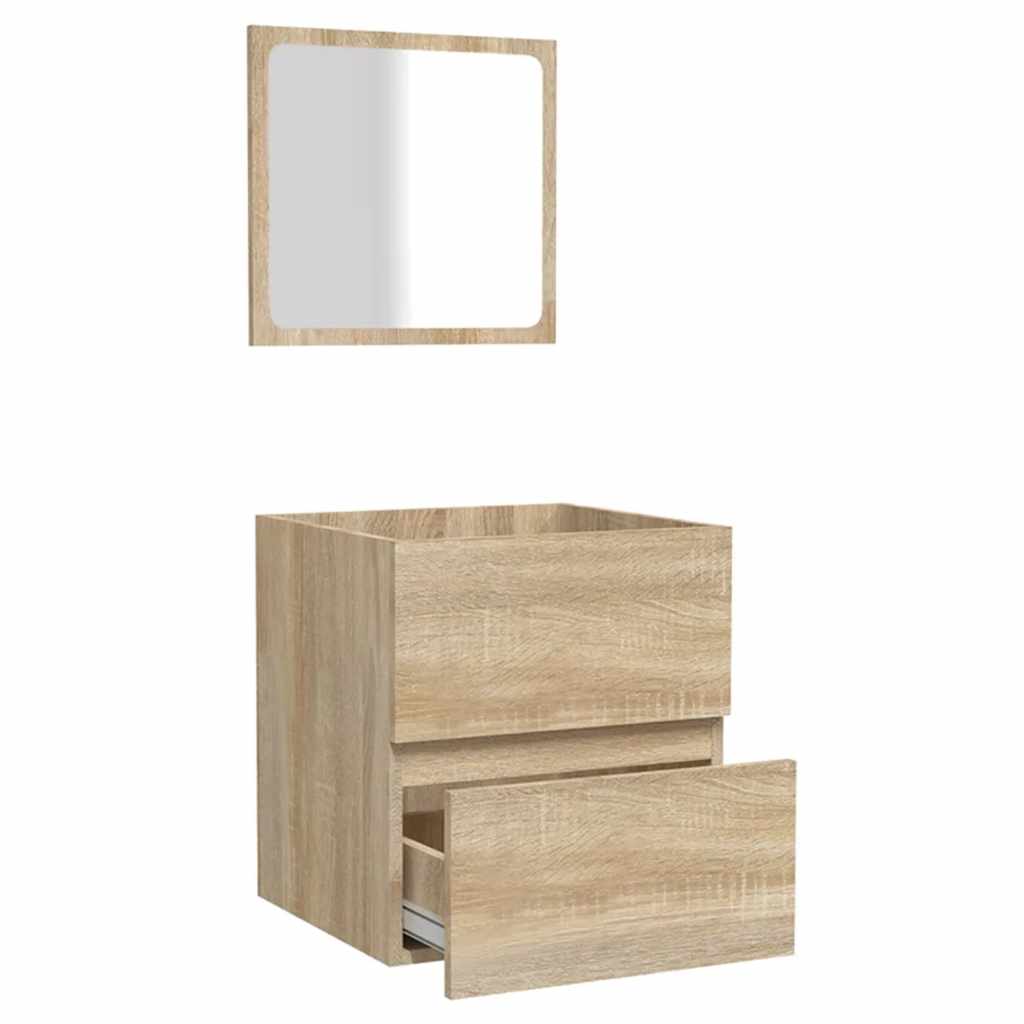 vidaXL Badschrank mit Spiegel Sonoma-Eiche Holzwerkstoff