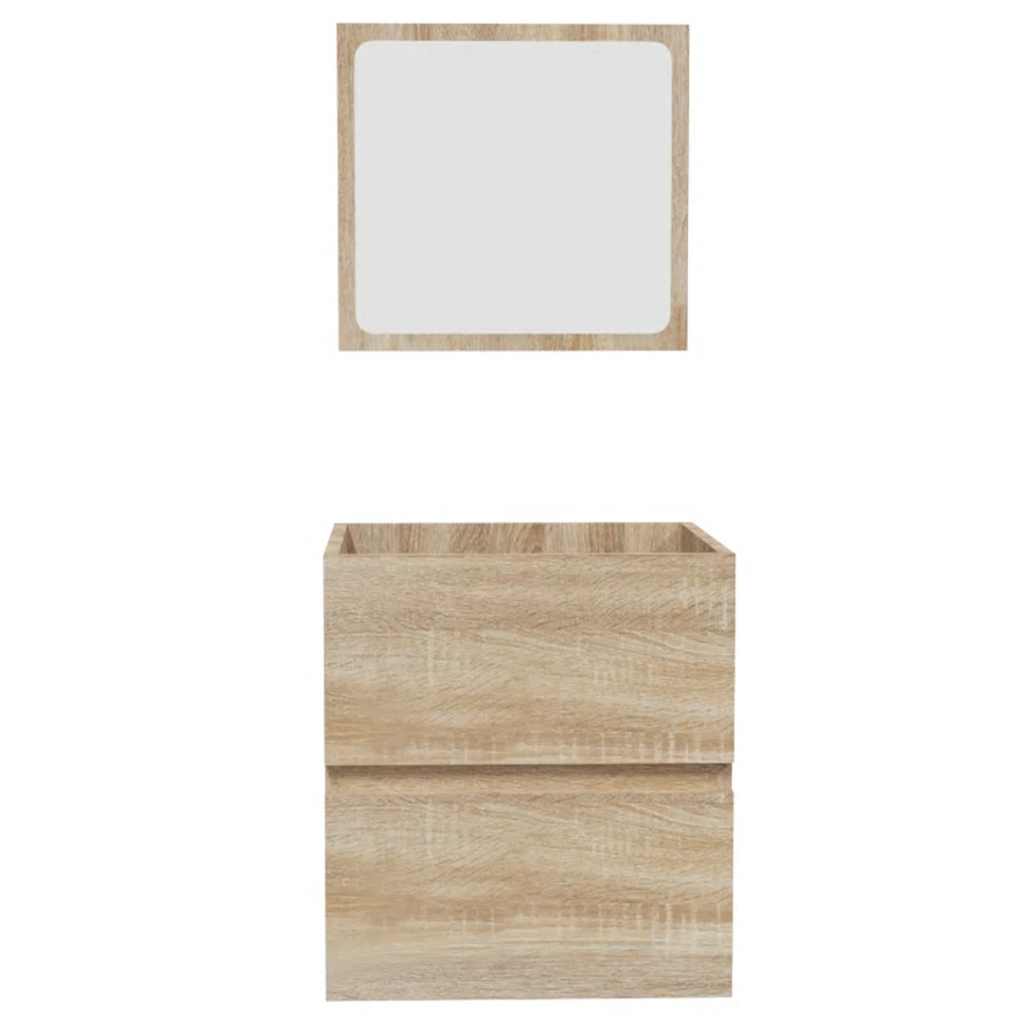 vidaXL Badschrank mit Spiegel Sonoma-Eiche Holzwerkstoff
