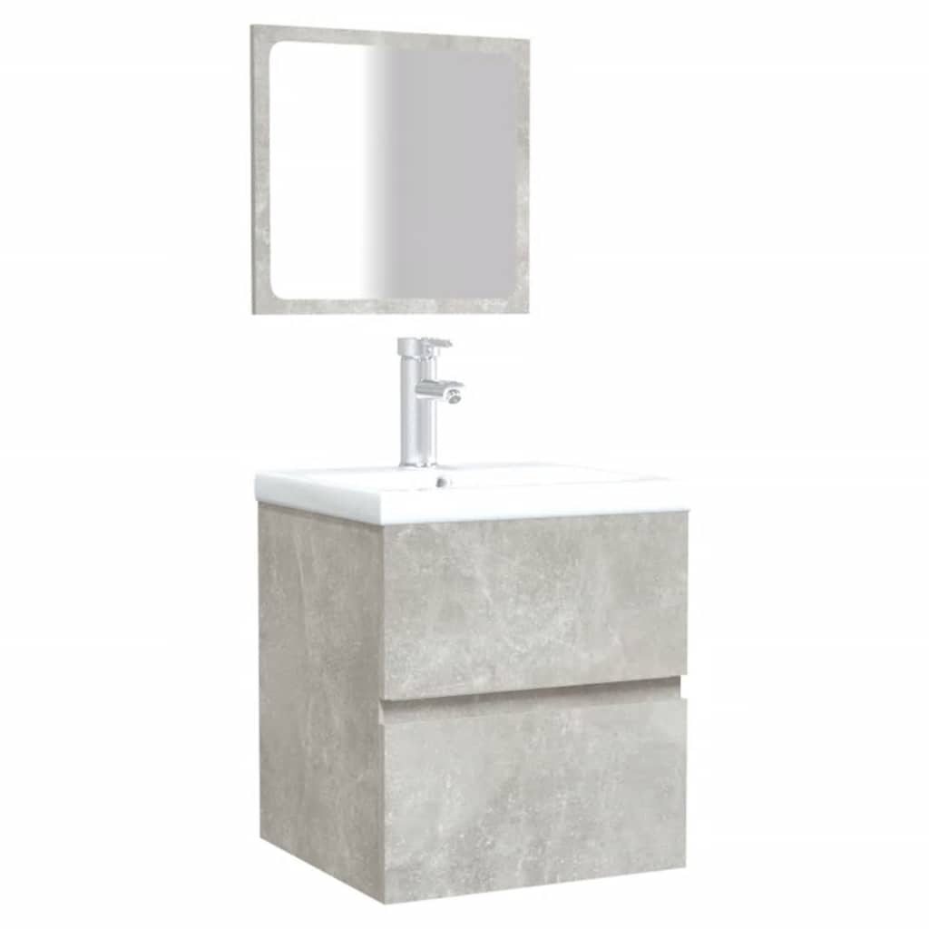 vidaXL Badschrank mit Spiegel Betongrau Holzwerkstoff