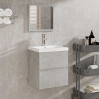 vidaXL Badschrank mit Spiegel Betongrau Holzwerkstoff