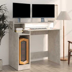vidaXL Schreibtisch mit LEDs Betongrau 97x45x90 cm Holzwerkstoff