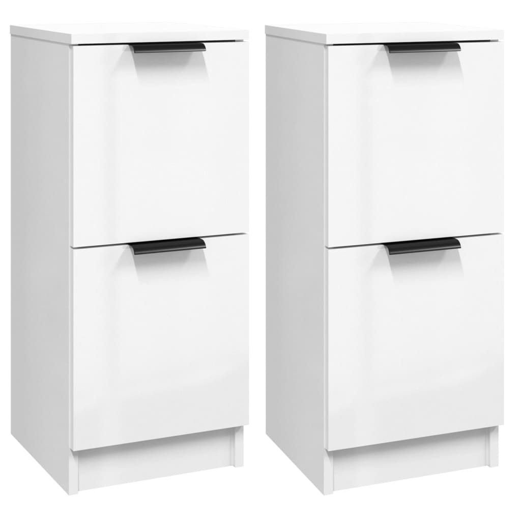 vidaXL Sideboards 2 Stk. Hochglanz-Weiß 30x30x70 cm Holzwerkstoff