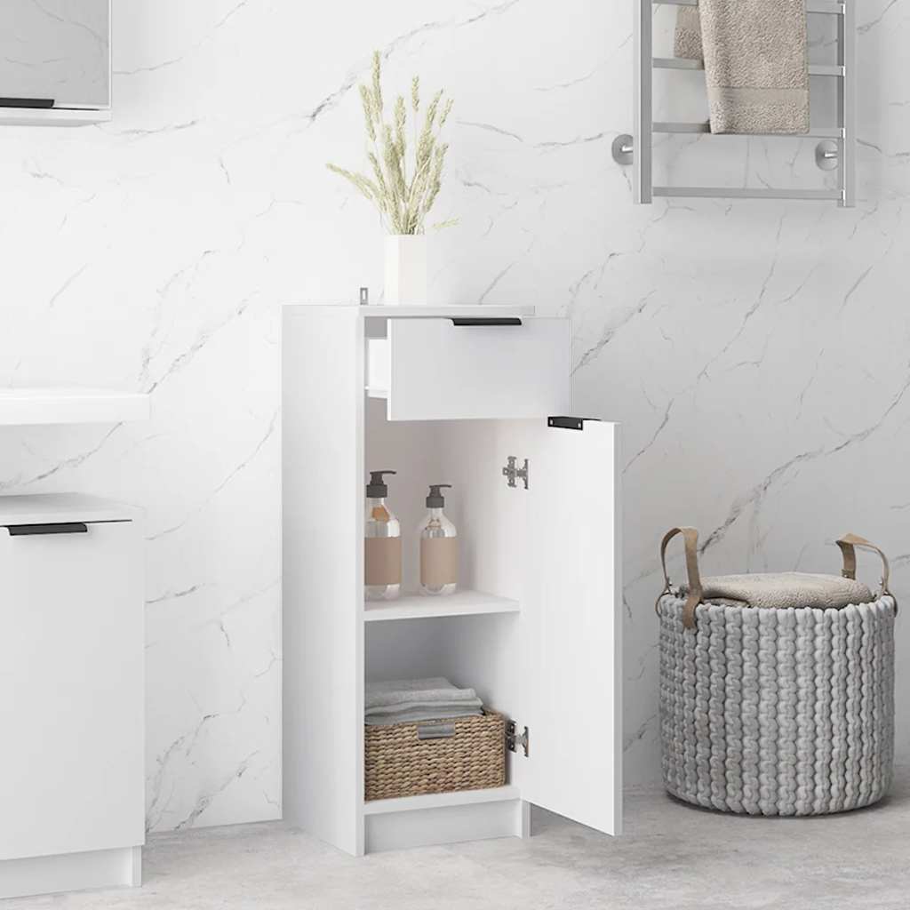 vidaXL Badschrank Weiß 32x33,5x90 cm Holzwerkstoff