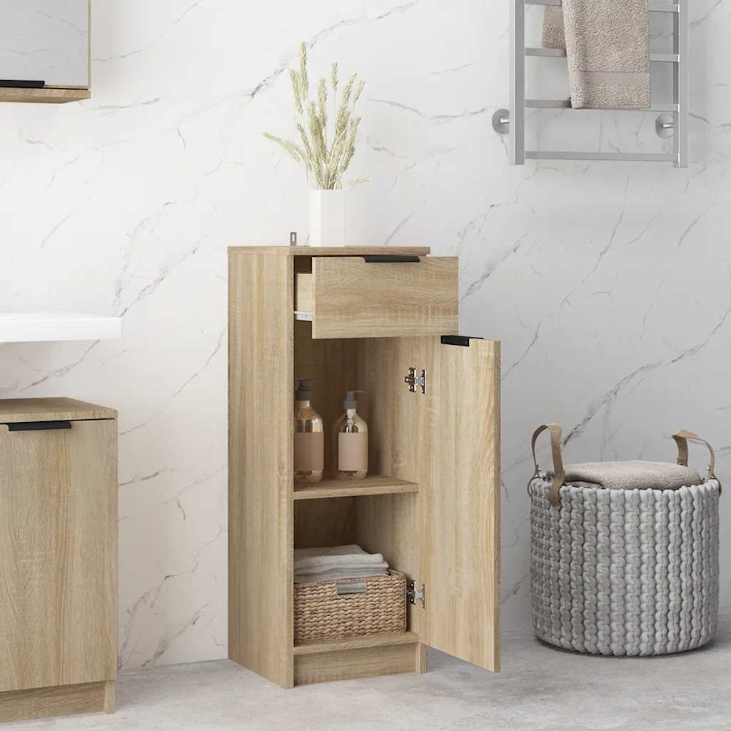 vidaXL Badschrank Sonoma-Eiche 32x33,5x90 cm Holzwerkstoff