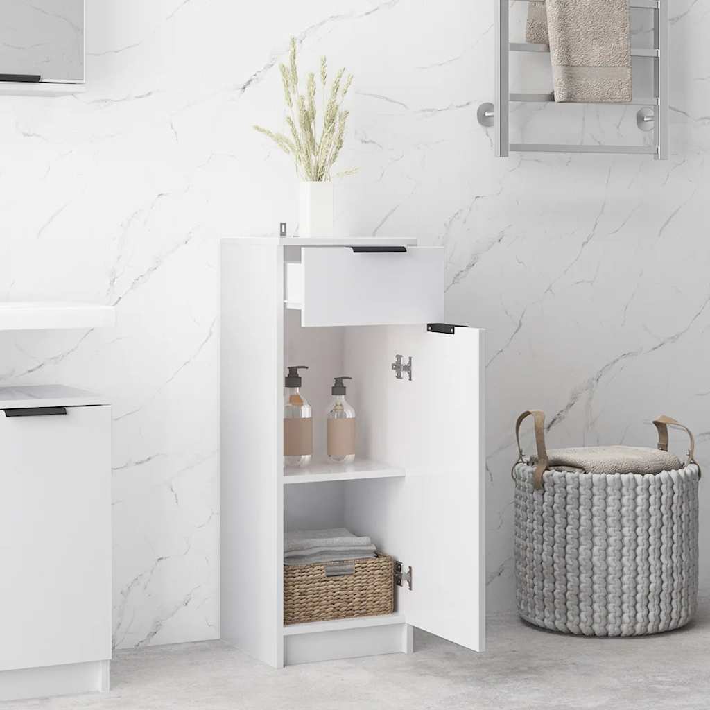 vidaXL Badschrank Hochglanz-Weiß 32x33,5x90 cm Holzwerkstoff