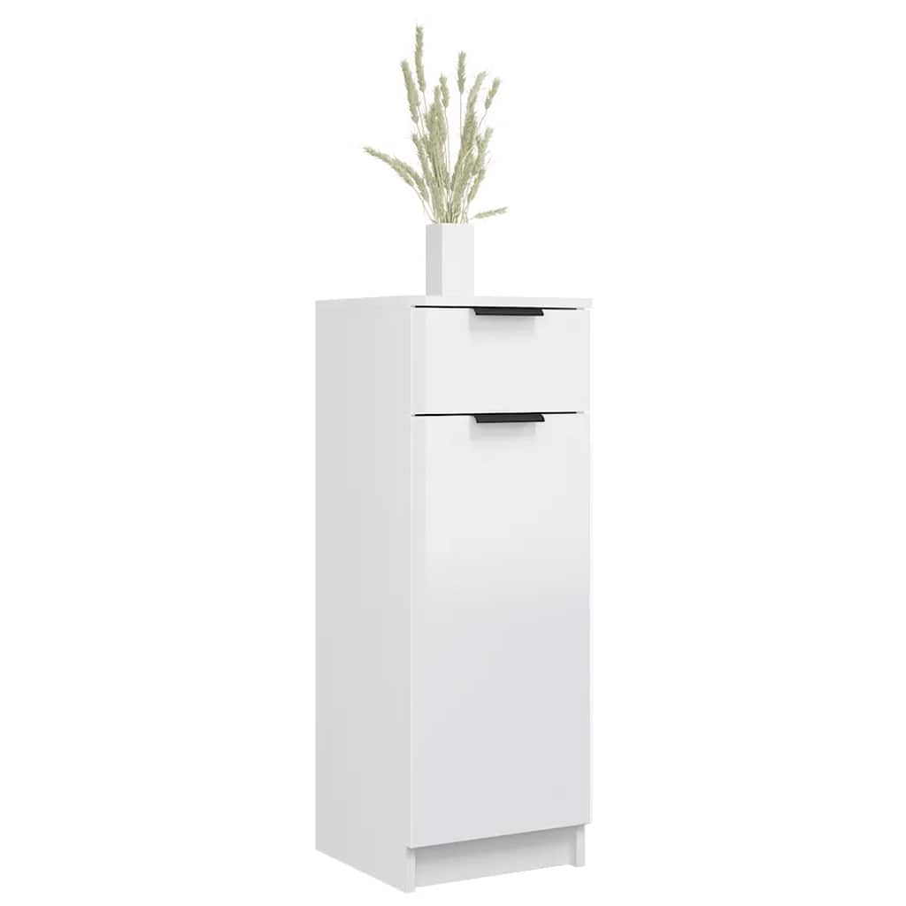 vidaXL Badschrank Hochglanz-Weiß 32x33,5x90 cm Holzwerkstoff