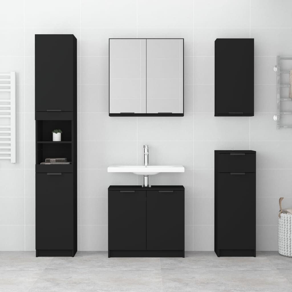 vidaXL Wand-Badeschrank Schwarz 32x20x67 cm