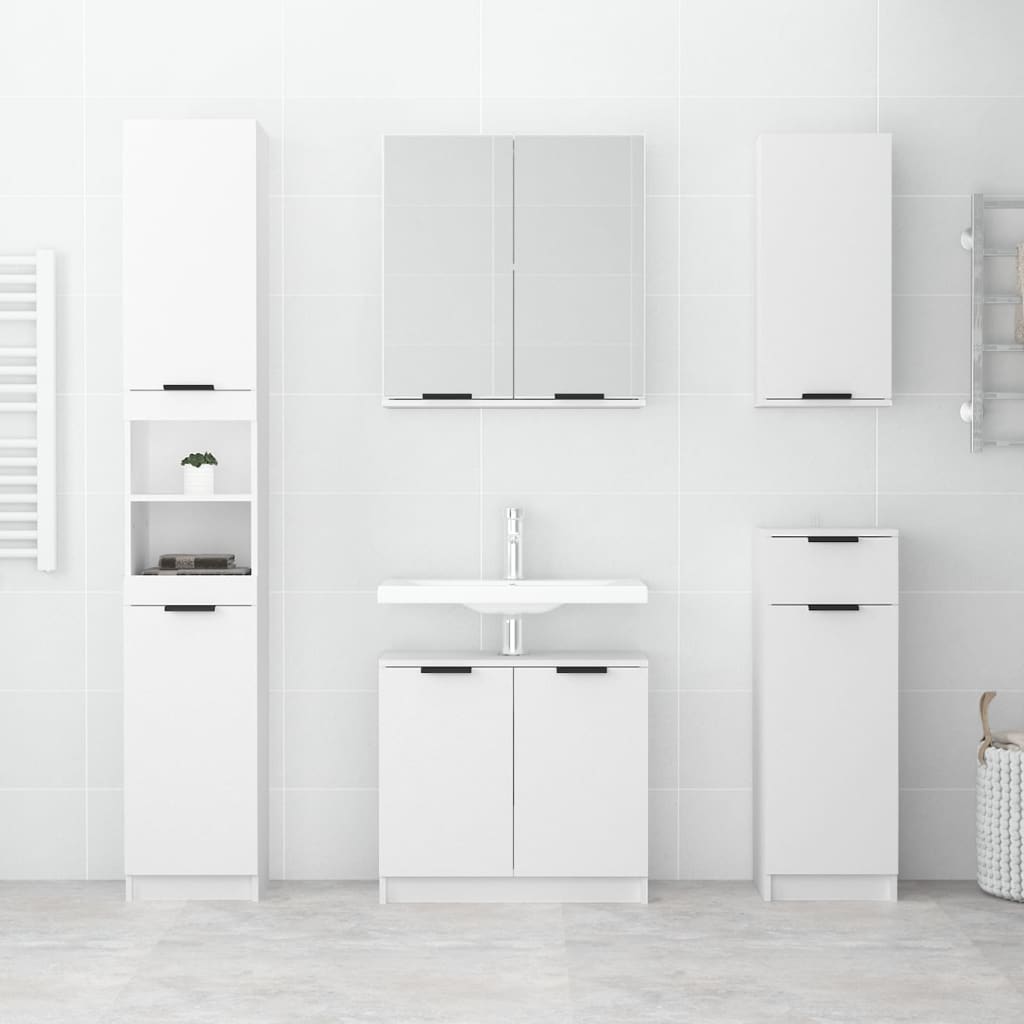 vidaXL Bad-Spiegelschrank Weiß 64x20x67 cm