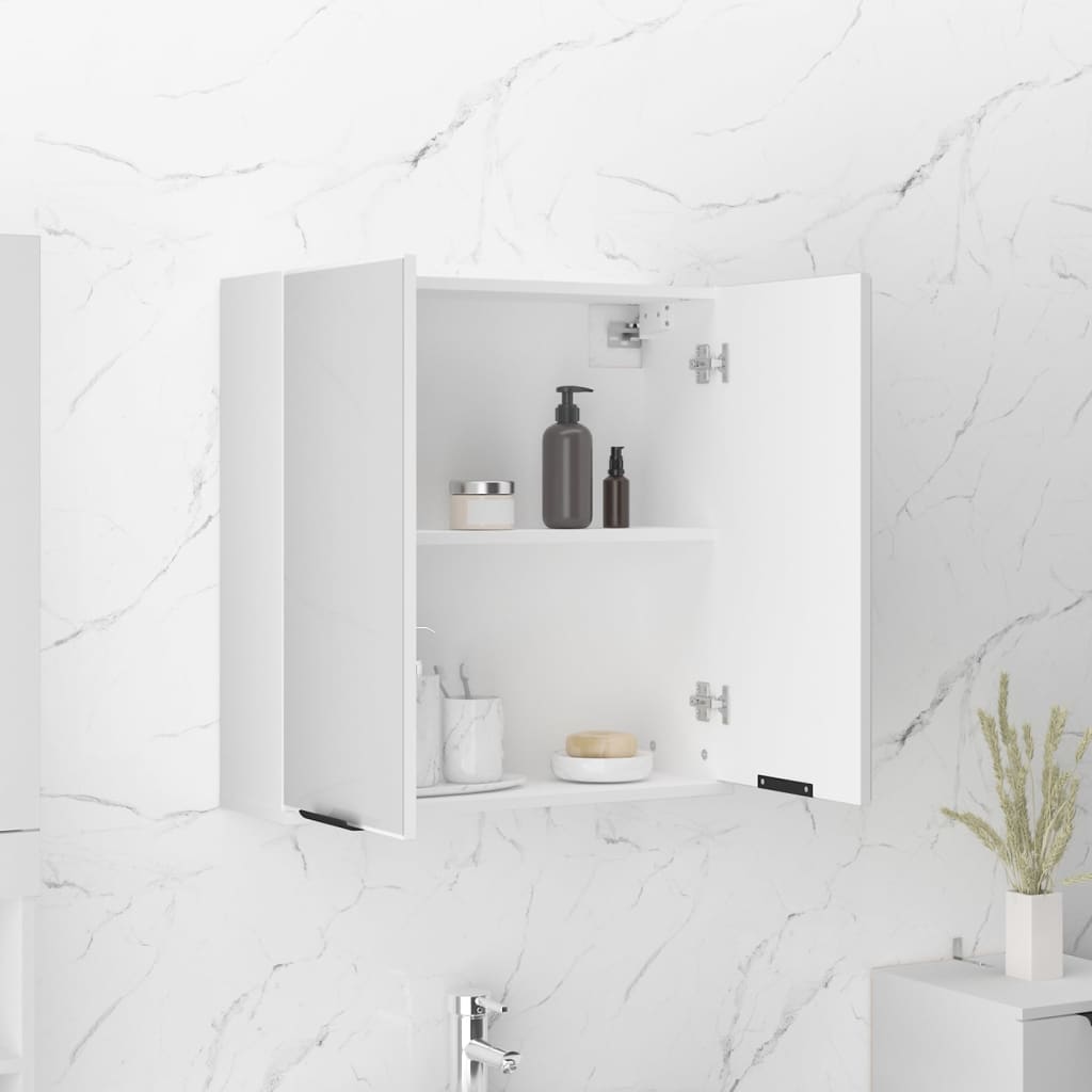 vidaXL Bad-Spiegelschrank Weiß 64x20x67 cm
