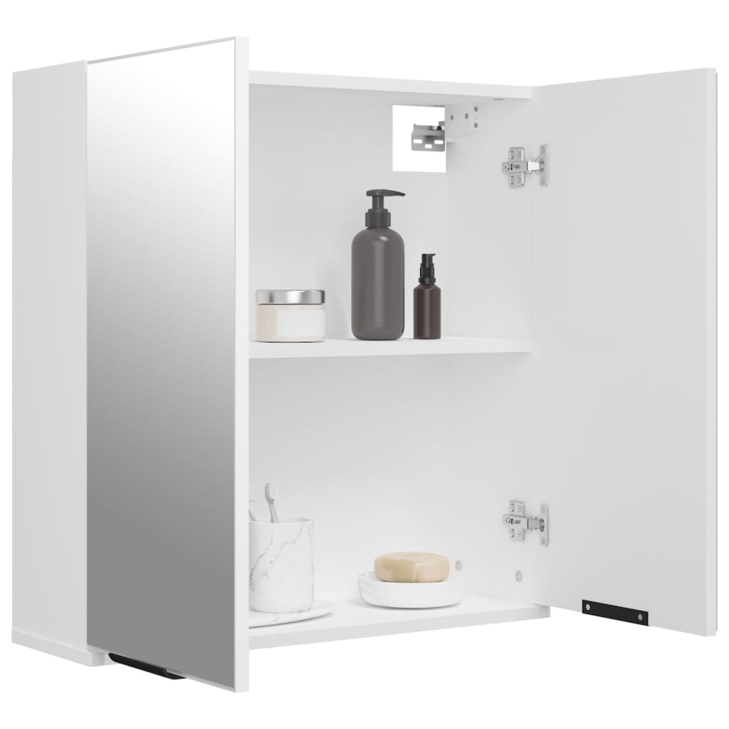 vidaXL Bad-Spiegelschrank Weiß 64x20x67 cm
