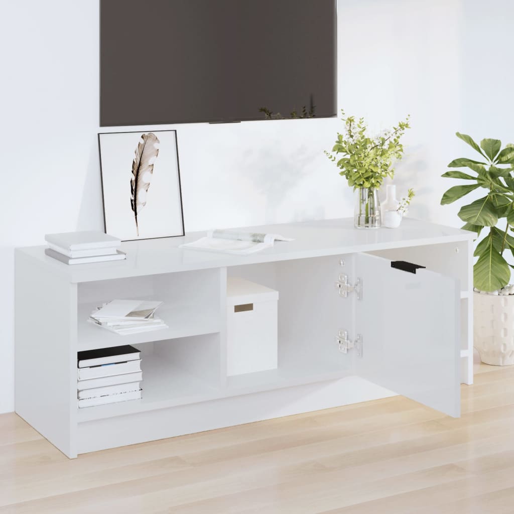 vidaXL TV-Schrank Hochglanz-Weiß 102x35,5x36,5 cm Holzwerkstoff