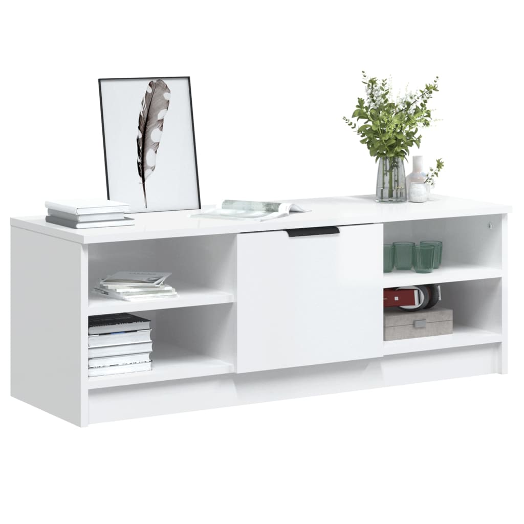 vidaXL TV-Schrank Hochglanz-Weiß 102x35,5x36,5 cm Holzwerkstoff