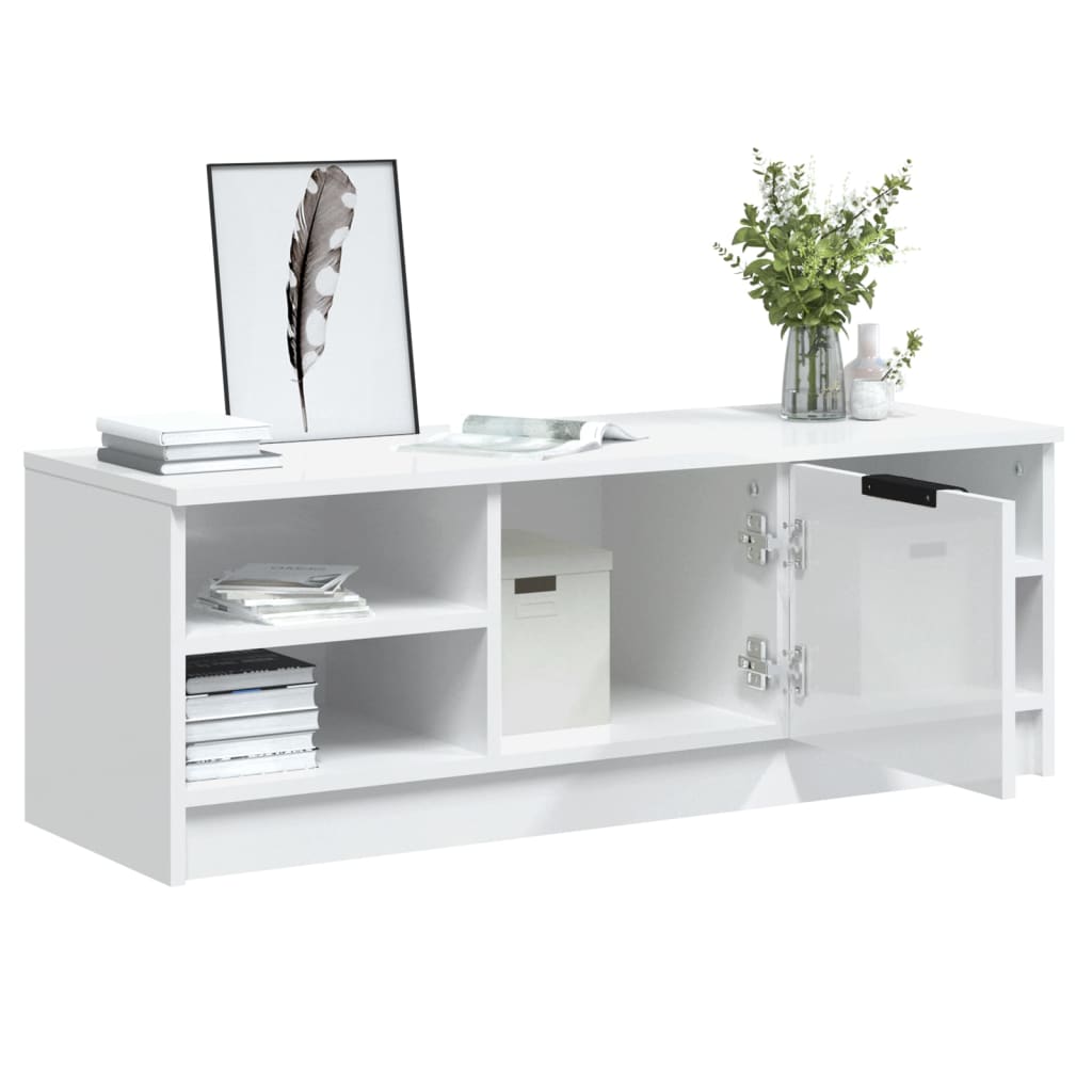 vidaXL TV-Schrank Hochglanz-Weiß 102x35,5x36,5 cm Holzwerkstoff