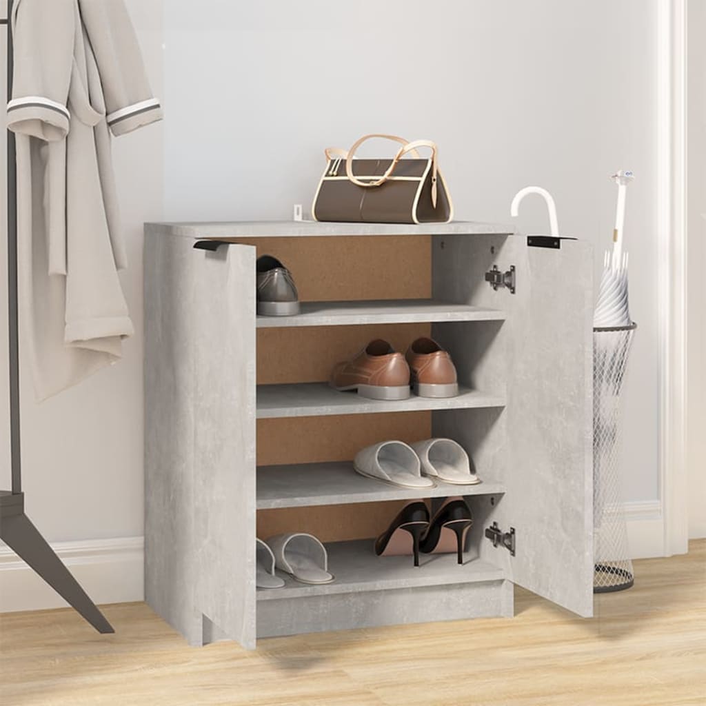 vidaXL Schuhschrank Betongrau 59x35x70 cm Holzwerkstoff