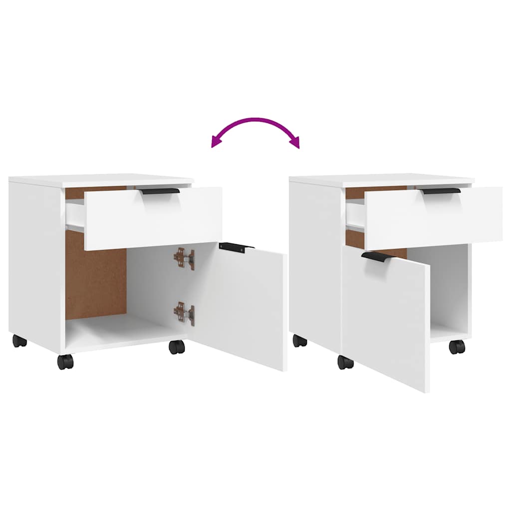 vidaXL Mobiler Aktenschrank mit Rollen Weiß 45x38x54 cm Holzwerkstoff