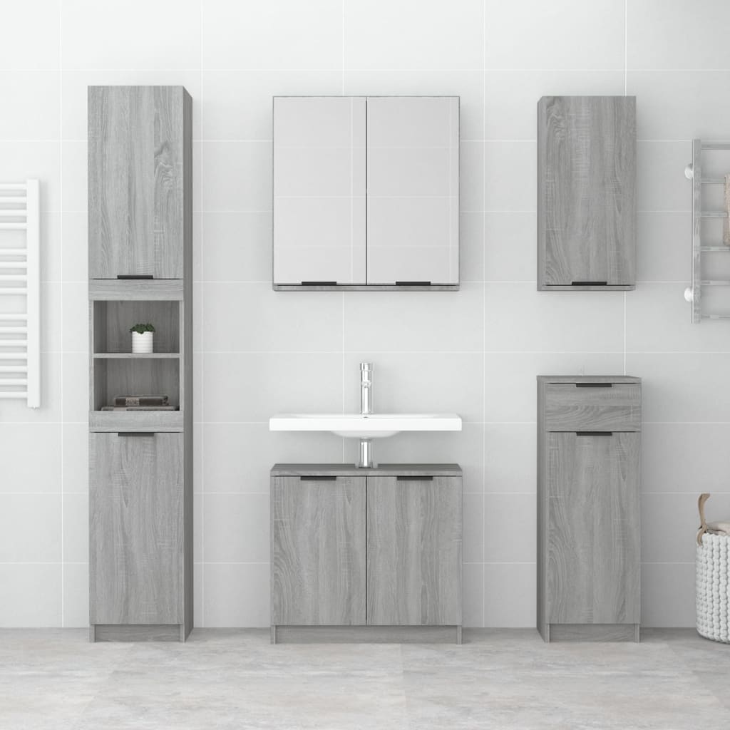 vidaXL Wand-Badschrank Grau Sonoma 32x20x67 cm