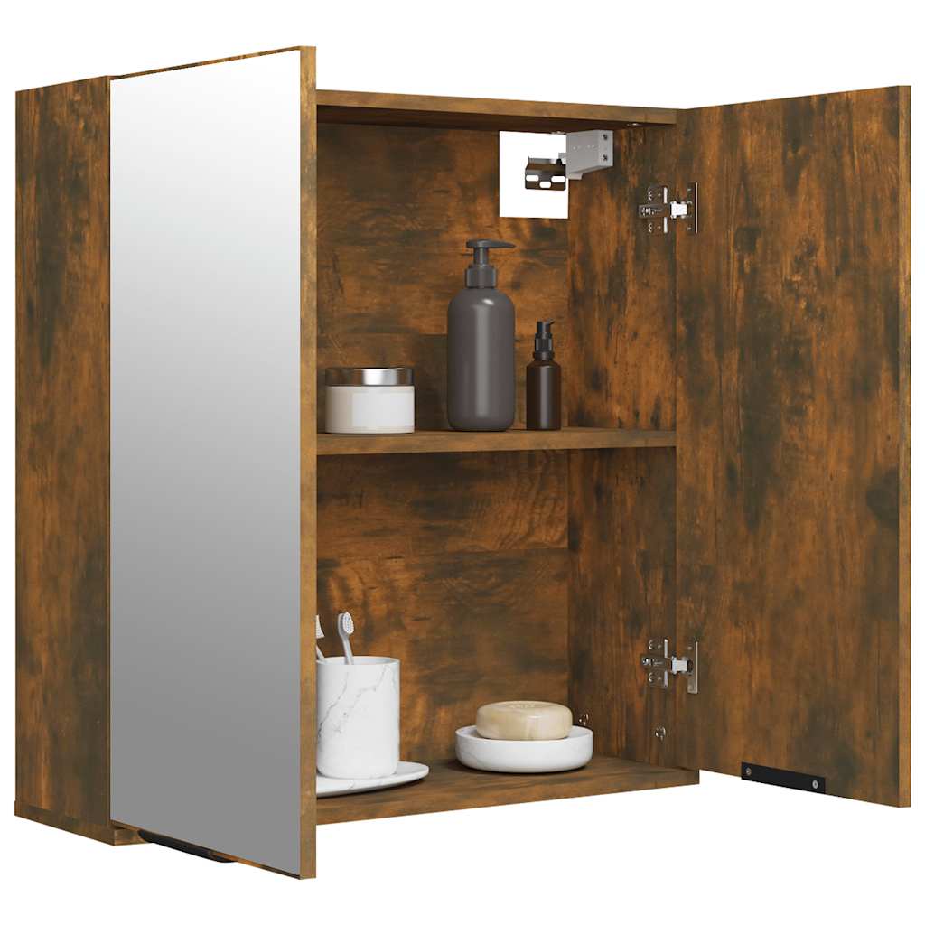 vidaXL Bad-Spiegelschrank Räuchereiche 64x20x67 cm