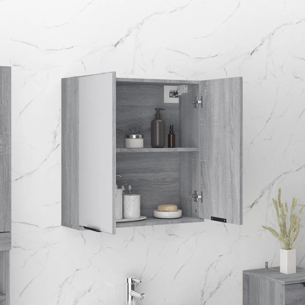 vidaXL Bad-Spiegelschrank Grau Sonoma 64x20x67 cm