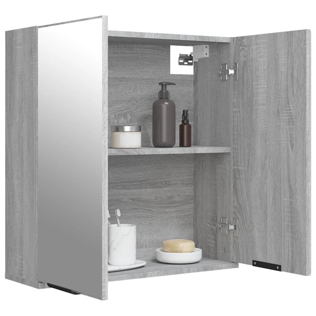 vidaXL Bad-Spiegelschrank Grau Sonoma 64x20x67 cm