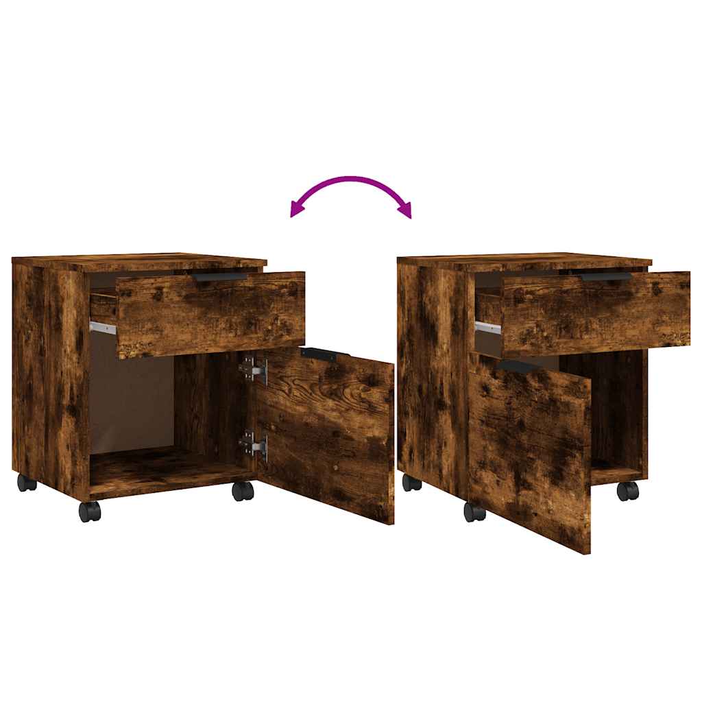 vidaXL Mobiler Aktenschrank mit Rollen Räuchereiche 45x38x54 cm