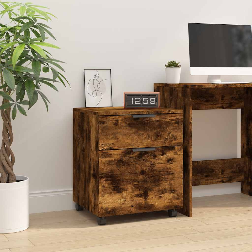 vidaXL Mobiler Aktenschrank mit Rollen Räuchereiche 45x38x54 cm